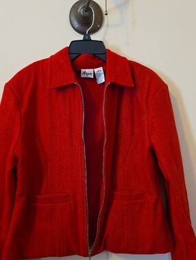 Agora Women's Red Zip-Front Pea Coat